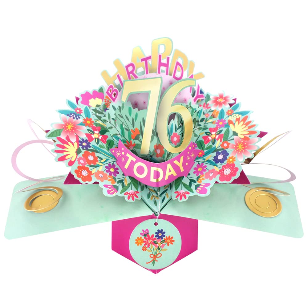 Happy 76th Birthday 76 Today Pop-Up Greeting Card Love Kate's Pop Up Cards Her POP215MC76
