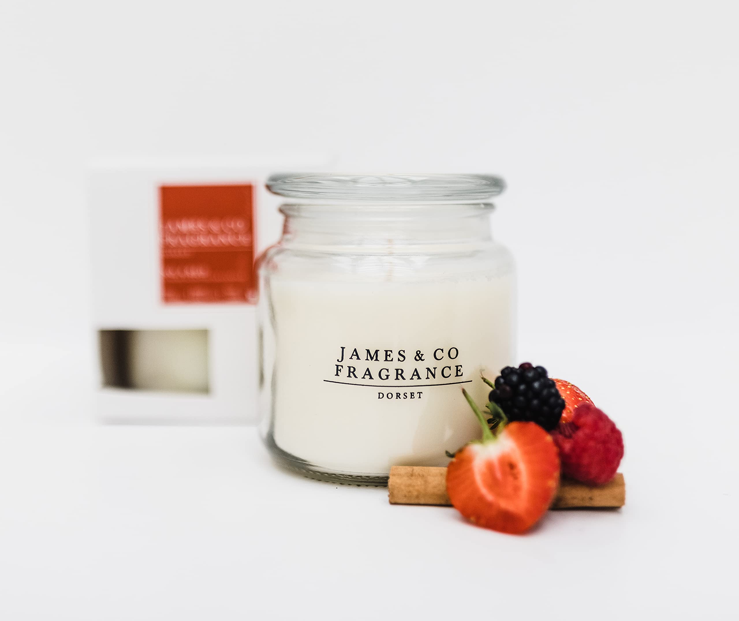 James & Co No.4 Red (Spiced Berries, Cinnamon & Vanilla) 14oz Natural Scented Large Jar Candle - Up to 60 Hours Burn Time