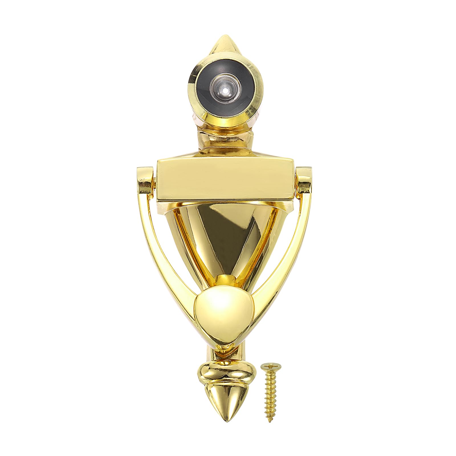 PATIKIL 9/16" Door Knocker with Viewer, 1 Pcs 180 Degree Door Viewer Die-Cast Construction with Peephole Fits 1-3/8inch to 2-3/8inch Door Peep Hole for Home Office Hotel, Gold