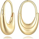 DZCYAN 14K Gold Hoop Earrings for Women Gold Earrings for Women Small Hoop Earring for Womens Hoops Trending Upside-Down Crescent Statement Hoops Earring for Womens 20mm