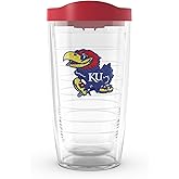 Tervis Kansas Jayhawks Logo Tumbler with Emblem and Red Lid 16oz, Clear