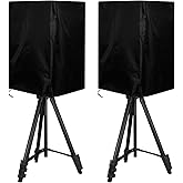 2 Pack 15 Inch Outdoor Speaker Covers, Black UV Protection PA/DJ Speaker Covers for Powered Speaker Mounted on Stand Oxford Fabric Speaker Protective Covers for Waterproof Dustproof