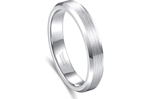 Greenpod 4mm 6mm Tungsten Carbide Ring for Men Women Beveled Edge Brushed Silver/Silver Blue/Black/Black Blue/Gold Wedding Band Comfort Fit Size 4-14.5