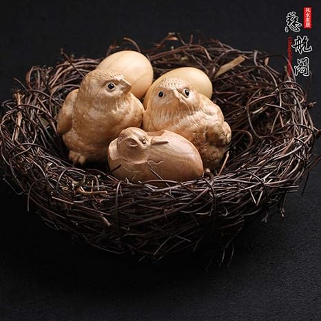 Amazon 小物置き 面白 プレゼント 桃の木の鳥の巣鳥の巣の木彫りの装飾小鳥の滞在可愛い素敵なブラインドデート愛する家族 記念日贈り物 園芸用品 インテリア オンライン通販