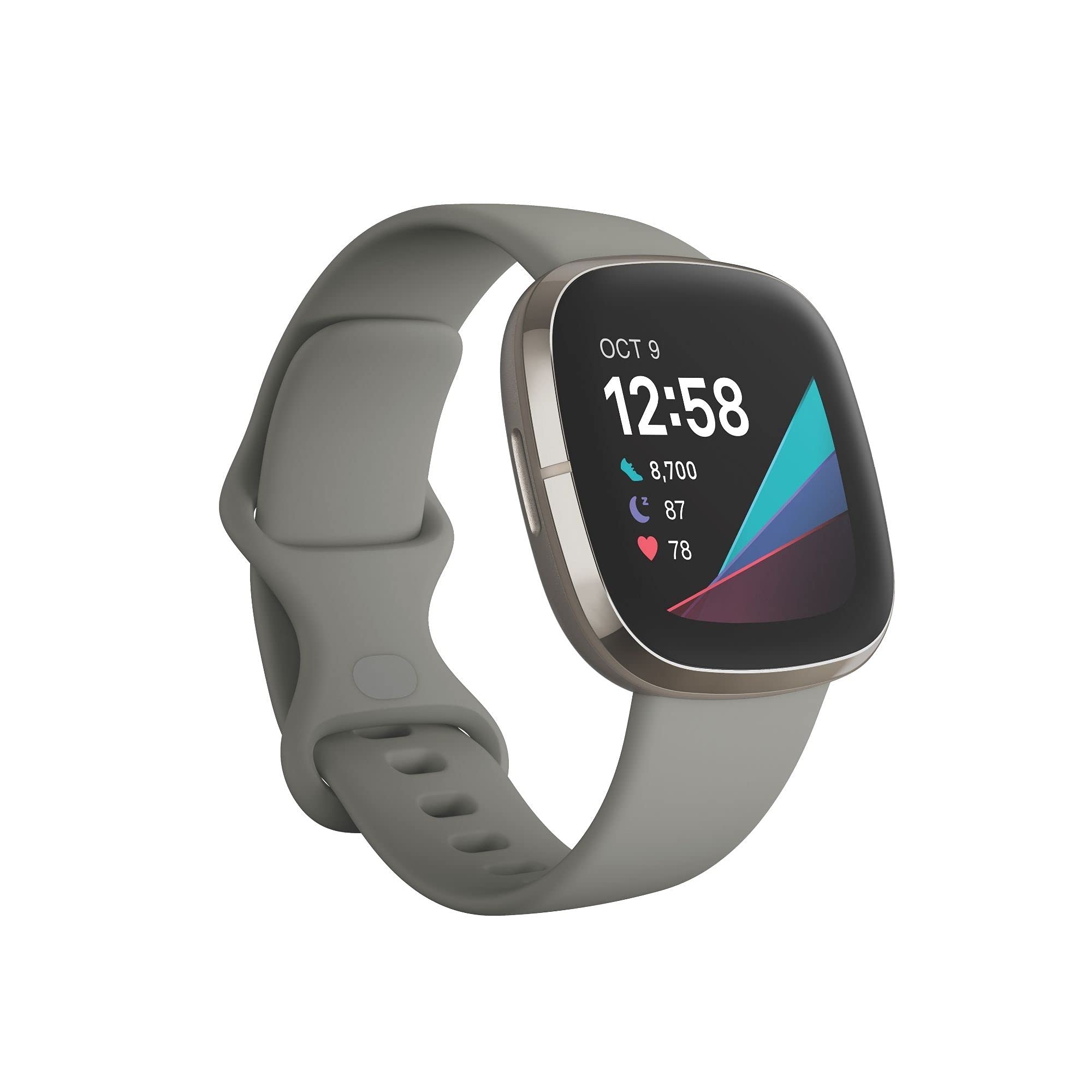 Photo 1 of Fitbit Sense Advanced Smartwatch with Tools for Heart Health, Stress Management & Skin Temperature Trends, Sage Grey/Silver, One Size (S & L Bands Included)