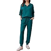 PINSPARK 2 Piece Sets for Women 2025 Fall Travel Outfits Long Sleeve Tracksuit Joggers Sets Half Zip Sweatsuit Matching Set