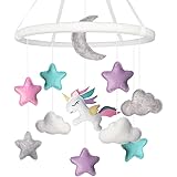 Baby Girl Unicorn Felted Mobile for Crib and Room Decor