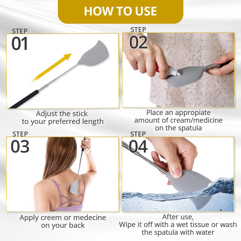 ROUNDS Cream Applicator for Back Redesign Lotion applicator Telescopic Stick Ointment Body Oil Medicine