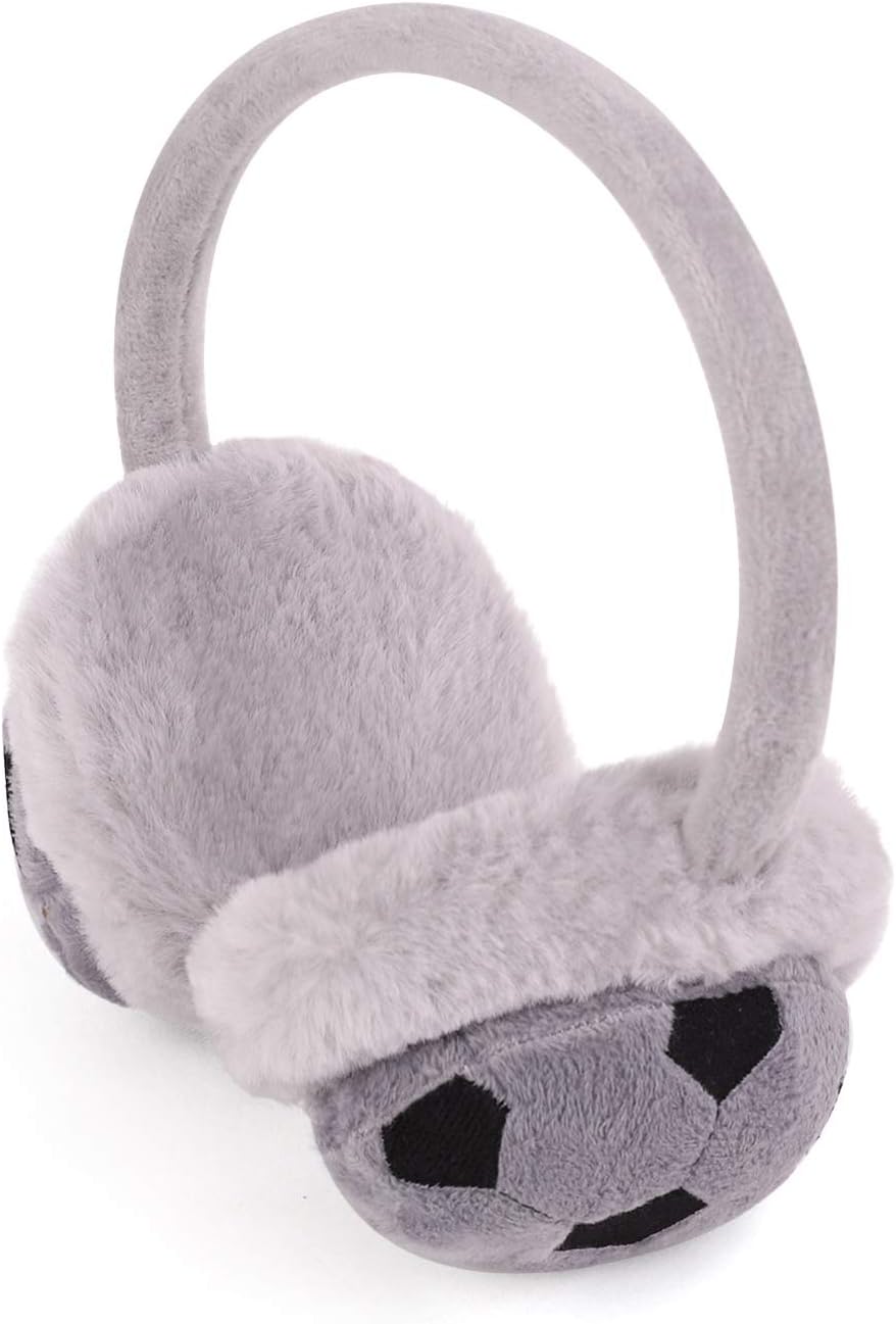 IPENNY Boys Girls Fur Earmuffs Xmas Gift Cute Football Design Winter Fluffy Thermal Ear Warmers Handband Cold Weather Earplugs Comfortable Fashion Cartoon Ear Muffs Protector - Image 4
