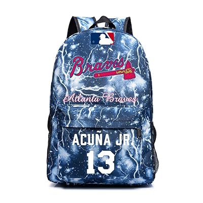 Atlanta Braves #13 Ronald Acu&amp;amp;ntilde;a Jr. Baseball Backpacks for Men Schoolbag for Teen Girls Leisure Travel Large Capacity Sports Backpack