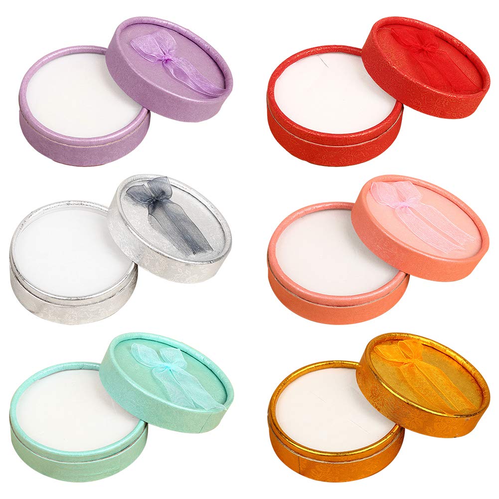 12 Pcs Paper Jewelry Gifts Boxes with Bow-Knot Ring Boxes Bulk Decorative Box Gift Packaging Box Ring Jewelry Box for Anniversaries for Gift-Wrapping Jewelry Display Ring Necklaces Earrings