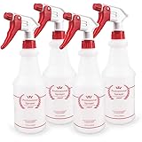 Uineko Plastic Spray Bottle (4 Pack, 24 Oz, All-Purpose) Heavy Duty Spraying Bottles Leak Proof Mist Empty Water Bottle for C