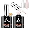 modelones Builder Nail Gel, 2 Pcs Clear and Cover Nude Gel Builder for Nails, 8-in-One LED Hard Gel Builder for Apex Building Nail Thickening Nail Strengthener Extension Gel Rubber Base Gel 10 ml