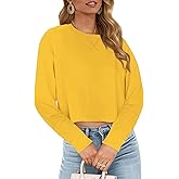 JINKESI Womens Long Sleeve Crewneck Cropped Sweatshirt Soft Loose Pullover Tops Fall Outfits