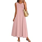 MEROKEETY Women's 2026 Summer Maxi Dress Sleeveless Crewneck Casual Loose Beach Vacation Basic Long Sundress