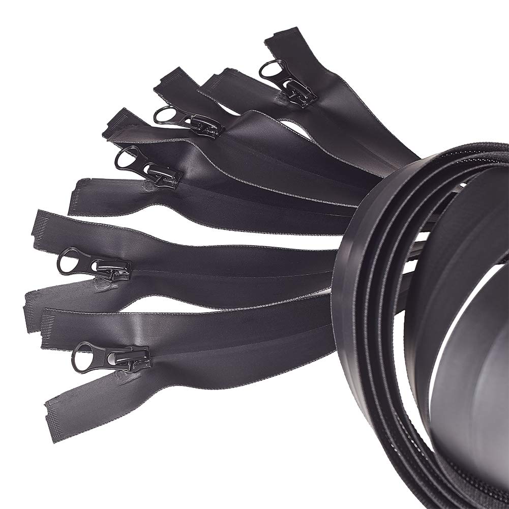 BENECREAT 5PCS #5 80cm Waterproof Nylon Zippers, Black Waterproof Zippers for Sewing Jacket Coat Outdoor Clothing Backpacks