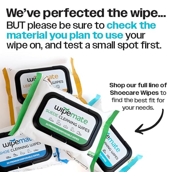 WIPEMATE PREMIUM SUEDE CLEANER WIPES, QUICK WIPES FOR HOME OR TRAVEL, REMOVES DIRT, GRIME & STAINS, CLEANING WIPES FOR SUEDE SHOES, BOOTS, BAGS, ETC. – 30 COUNT