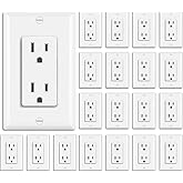 BESTTEN 20 Pack - 15 Amp Decorator Wall Receptacle Outlet, Non-Tamper-Resistant, Standard Outlet for Residential & Commercial