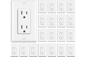 BESTTEN 20 Pack 15 Amp Decorator Wall Receptacle Outlet, Non-Tamper-Resistant, Wallplate Included, 15A/125V/1875W, UL Listed, White