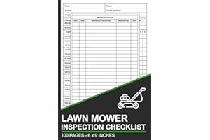 Lawn Mower Inspection Checklist: Lawn Mower Pre-Start Inspection Book | Lawn Mower Safety and Maintenance Checklist