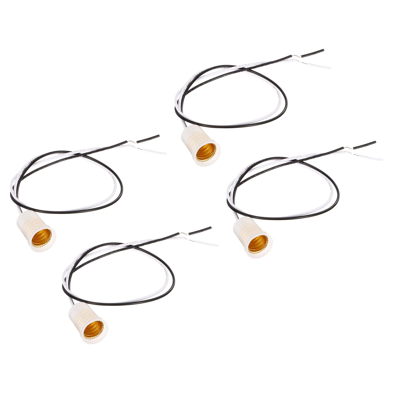 PATIKIL E12 Light Lamp Socket, 4 Pack Candle Candelabra Socket Screw-in Bulbs Base Lamp Holder with 11.8" Wire Leads, White