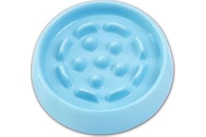 Gonalulu Ceramic Cat Slow Feeder Bowl,Higher Edges Non-Spill Slow Eating Cat Food Bowl Puzzle Feeder Feeding Dish for Kitten Puppy Healthy Eating Diet,Suitable for Dry and Wet Food(Blue)