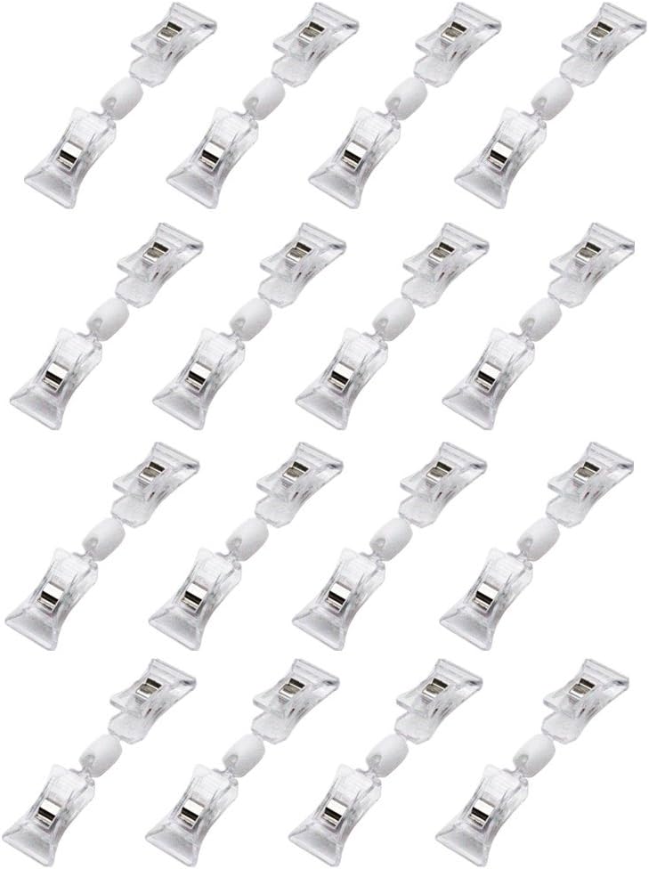 Honbay 16pcs Clear Plastic Rotatable Double Clip Merchandise Sign Display Mini Clip Tag Holders