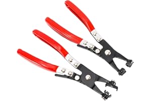 KUNTEC 2Pcs Hose Clamp Plier Set Cross Slotted and Flat Band Hose Clamp Plier Installation and Removal Tool