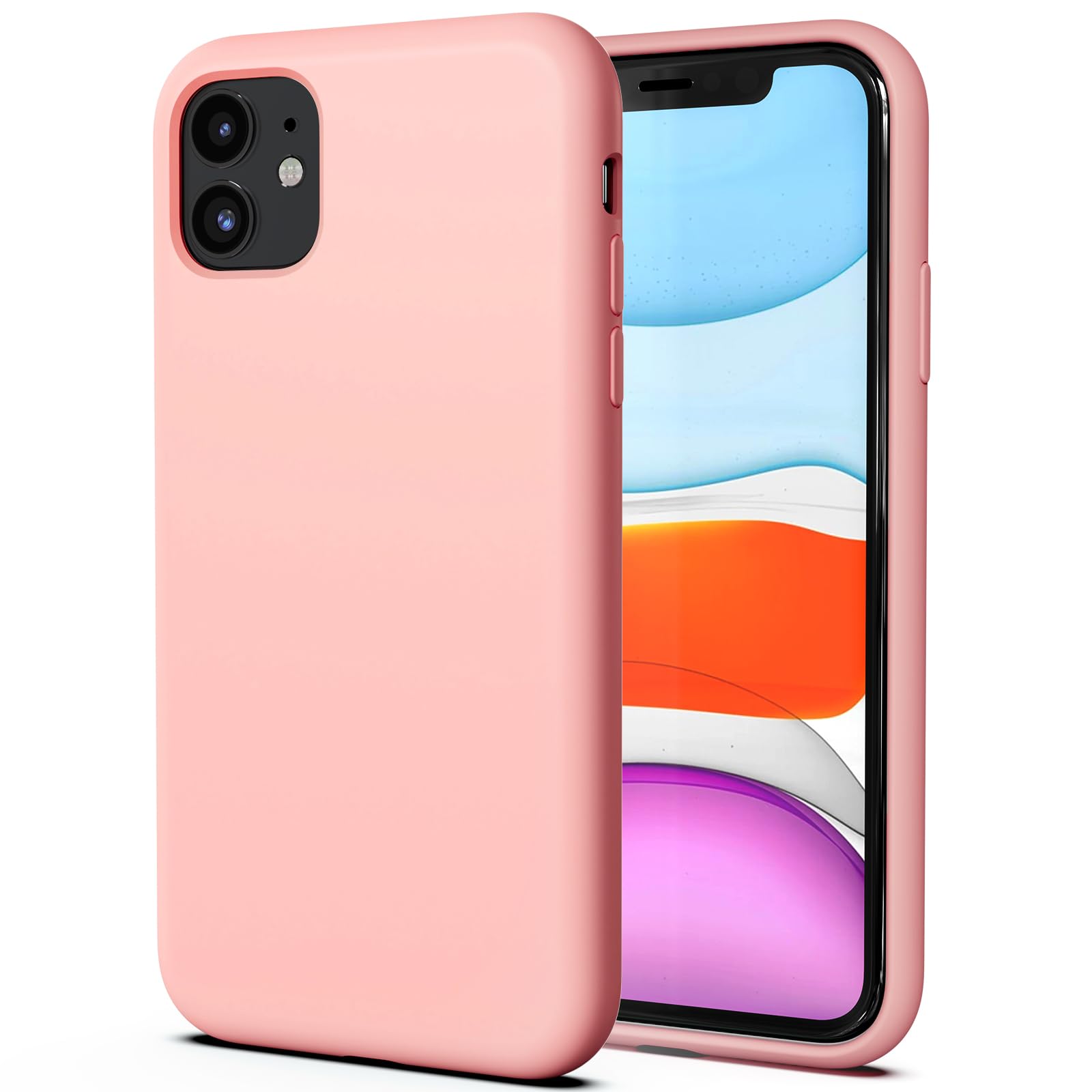 TAXXOE Silicone Case with iPhone 11 Case Soft Ultra Slim Protective Shockproof Liquid Silicone Phone Case,Anti-Scratch Microfiber Lining，6.1 inch-Pastel Pink — image 1
