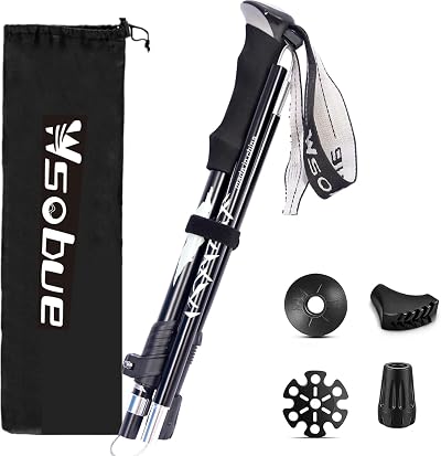 Wsobue Trekking Pole Collapsible Walking Hiking Stick Ultralight Aluminum