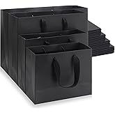 PerKoop 40 Pack Kraft Gift Bags Handled Paper 4 Sizes Goodie Bags with Handles Gift Wrap Recyclable Dessert Shopping Sacks for Birthday Baby Shower Wedding Valentines Day Easter(Horizontal,Black)