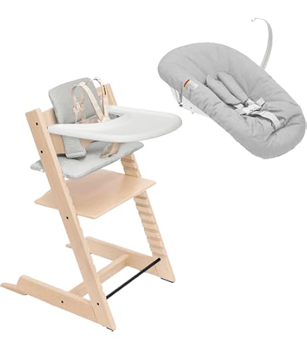 High Chair Table Compatible with Stokke Tripp Trapp Chair with Powerful Smooth Suction Surface, Ergonomic Curved Design, Glossy White