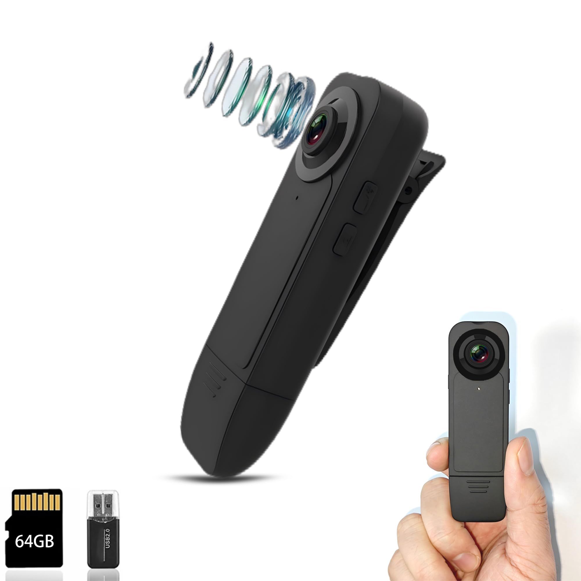 Photo 1 of Mini Body Camera 1080P Police Security Cam with Video Recording, Wearable Patrol Camcorder, Loop & Motion Record, 64GB Memory Card Included, Portable for Law Enforcement, Work, Hiking, Travel