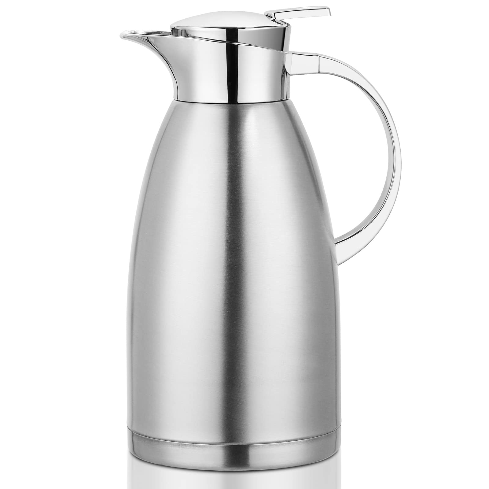 2.3 Litre Stainless Steel Thermal Carafe, Double-Wall Insulated Vacuum Jug, Vacuum Insulated Coffee Pot with Press Button Top, 6 Hrs Heat & Cold Retention, for Coffee,Milk,Tea,Beverage,Juice etc