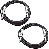 Seismic Audio Speakers TRS Male ¼” to TRS Male ¼” Patch Cable, 6 Foot Balanced Cord, Pack of 2, Black