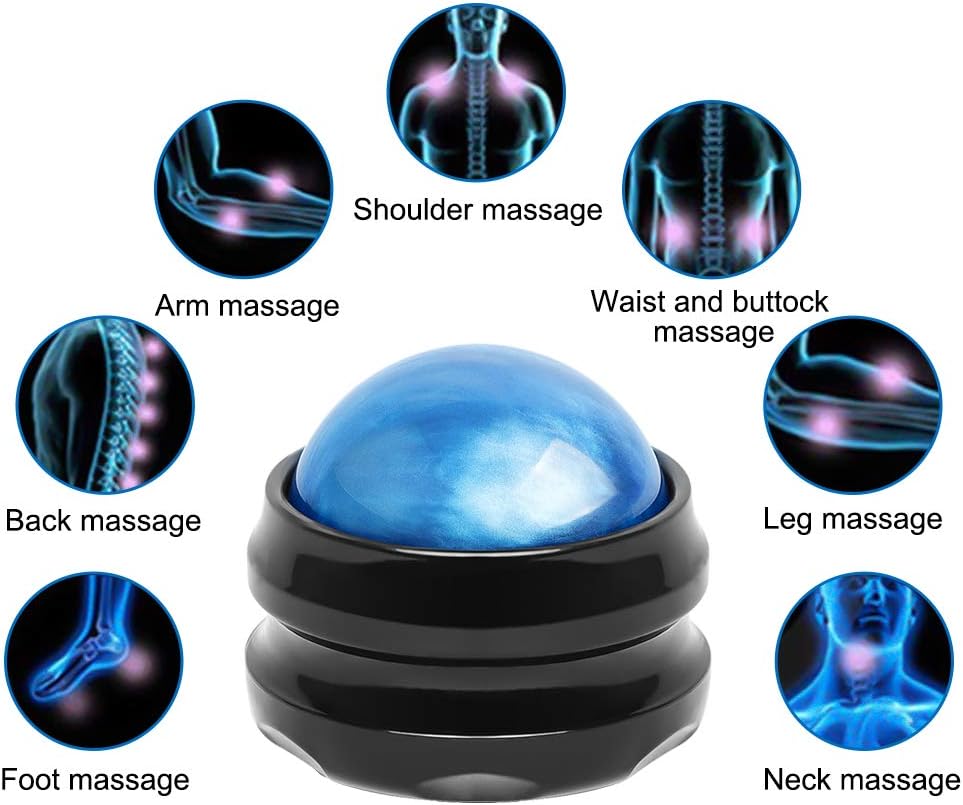 Massage Ball, WOVTE Manual Roller Massager, Self Massage Tool for Sore Muscles, Shoulders, Neck, Back, Foot, Body, Deep Tissue, Trigger Point, Muscle Knots, Yoga and Myofascial Release (Blue): Health & Personal Care