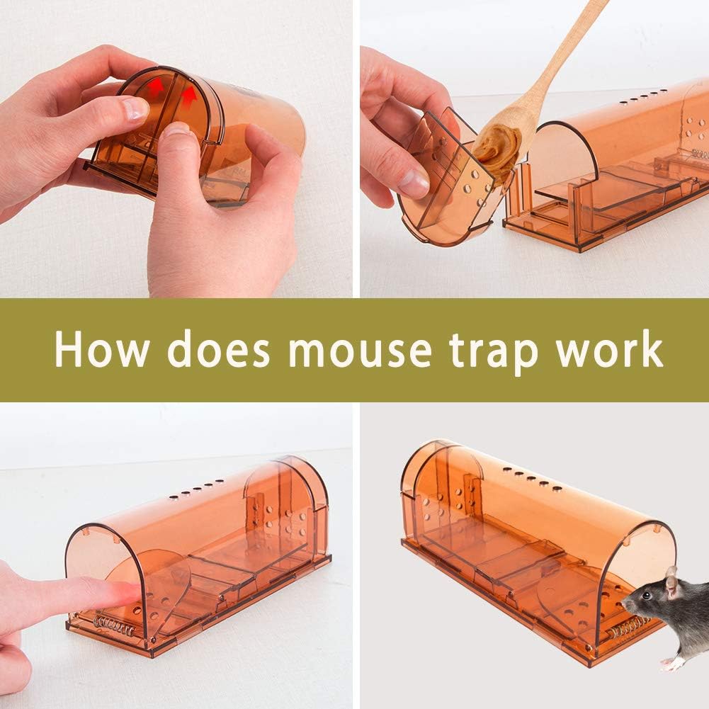 VENSMILE 4 Pack Mouse Trap No Kill Live Huamne Mousetraps That Work Safe for Home : Garden & Outdoor