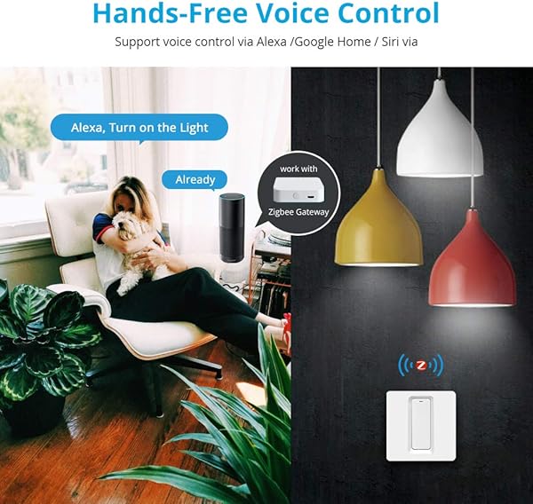 Yagusmart Zigbee Interruptor InteligenteNo se Requiere Cable Neutro funciona con Tuya Zigbee Hub Compatible con Alexa Echo Google Assistant y IFTTT1 gang