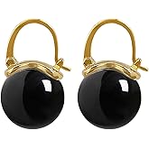 EFTKOY 18K Gold Plated 925 Sterling Silver Drop Dangle Shell Pearl Earrings for Women - Peral Size 12mm