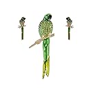 Alilang Golden Tone Light Green Rhinestones Bird Parrot Brooch Pin Stud Earrings Set