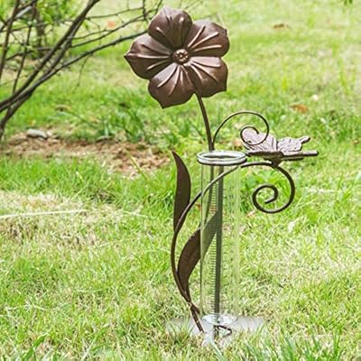 A Ting Garden Decorative 7 Metal Glass Rain Gauge Butterfly