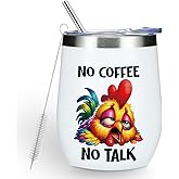 Funny Quotes Wine Tumbler, Sarcastic Chicken Gifts Chicken Decor Double Wall Vacuum Insulated Coffee Mug Wine Glass 12 oz Tumbler with Lid for Women Men Anniversary Appreciation Birthday Christmas