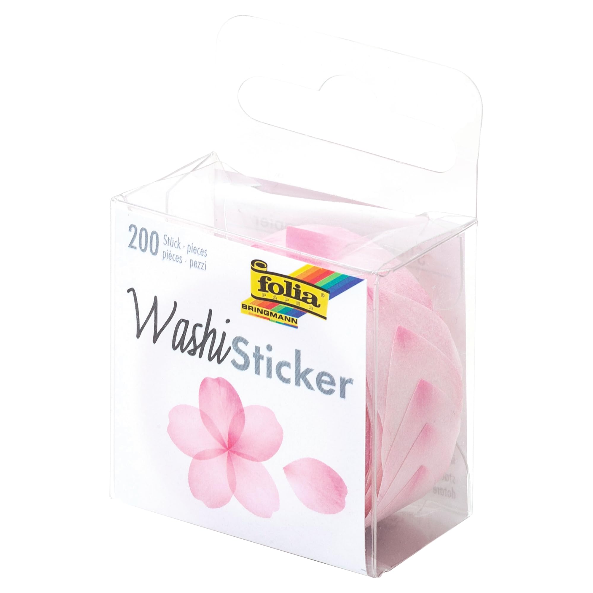 folia 26501 Washi Stickers Rose Flowers Pre-Cut Shapes Made of Rice Paper 200 Pieces on a Roll Ideal for Decorating and Decorating
