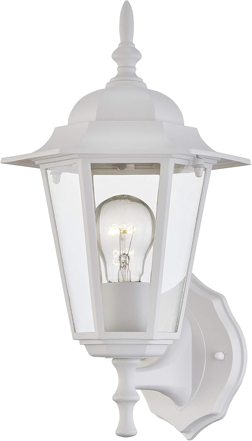 Gruenlich Outdoor Wall Lantern, Wall Sconce as Porch Lighting Fixture with One E26 Medium Base, Aluminum Housing Plus Glass, ETL Rated, Bulb Not Included (White Finish) - - 