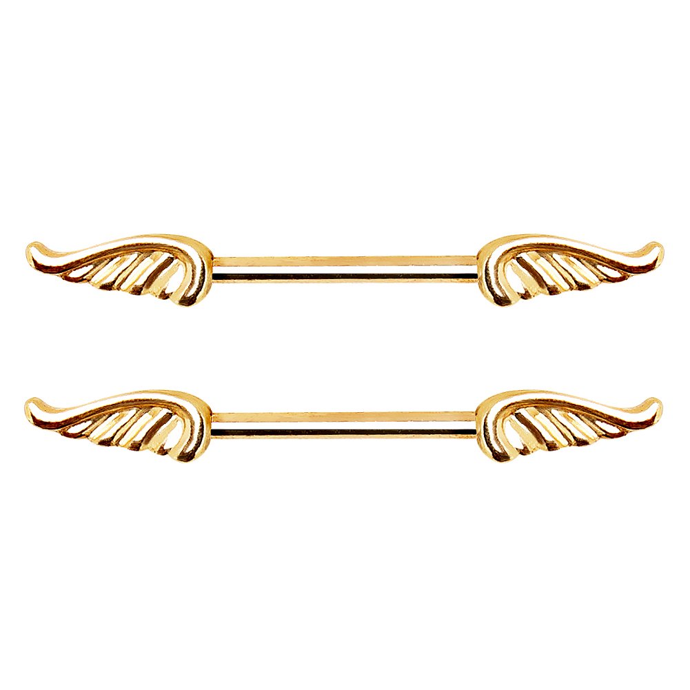 Winged Nipple Barbells in 316L Stainless Steel with PVD Plating - Sold as a Pair - Multiple Colors Available