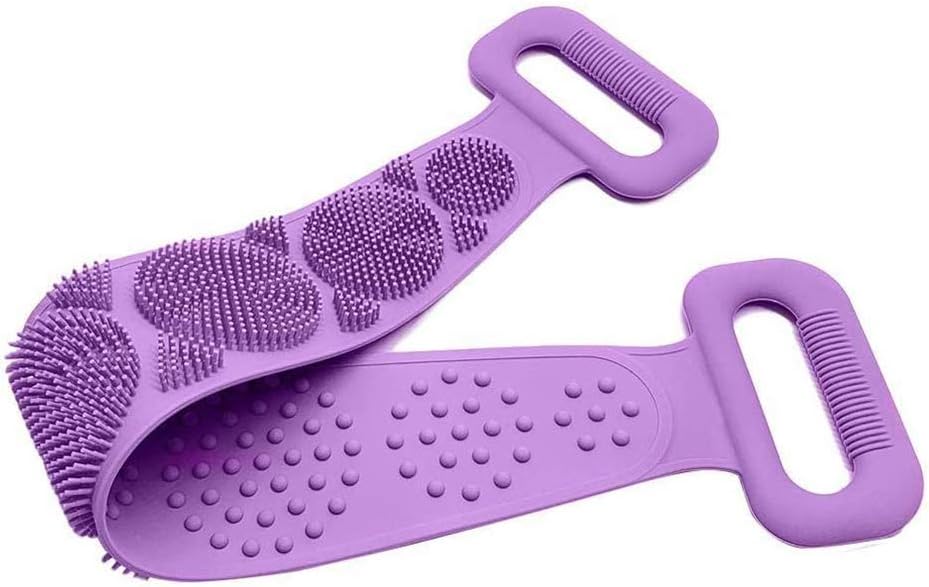 KJHSDF Silicone Double-Sided Back Scrubber-Silica Gel Bath Towel-Bath Artifact Silicone Towel Bath Towel Strong Rub Back Mud Mud Bath Artifact Silicone Rub Back for Home Bathroom Purple