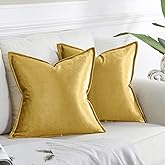 GIGIZAZA Gold Velvet Decorative Throw Pillow Covers, 18x18 Square Couch Sofa Pillow Covers, Pack of 2 Square Luxury Cushion Covers