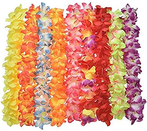 9Pcs Hawaiian Garland Necklace, Artificial Flowers Leis Flowers Garland Wreath for House Bar Garden Decoration, Party Beach and DIY accessaries
