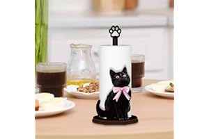 Cute Cat-Shaped Paper Towel Holder, Freestanding Tissue Rack for Kitchen and Bathroom, Adorable Home Decor for Cat Lovers (Bl