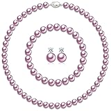 Pttozan Pearl Necklaces for Women,8mm Purple Pearl